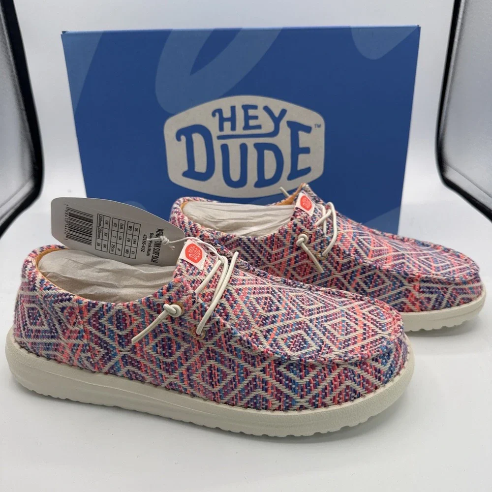 Hey Dude Wendy Funk Surf Baja Ivory/Multi Color Women's Size 9 Slip On Shoes NEW